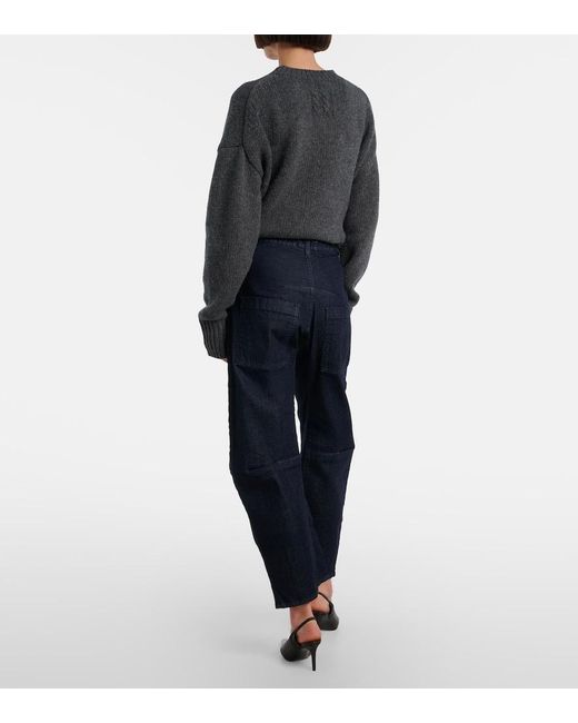 Nili Lotan Blue Shon High-Rise Barrel-Leg Jeans