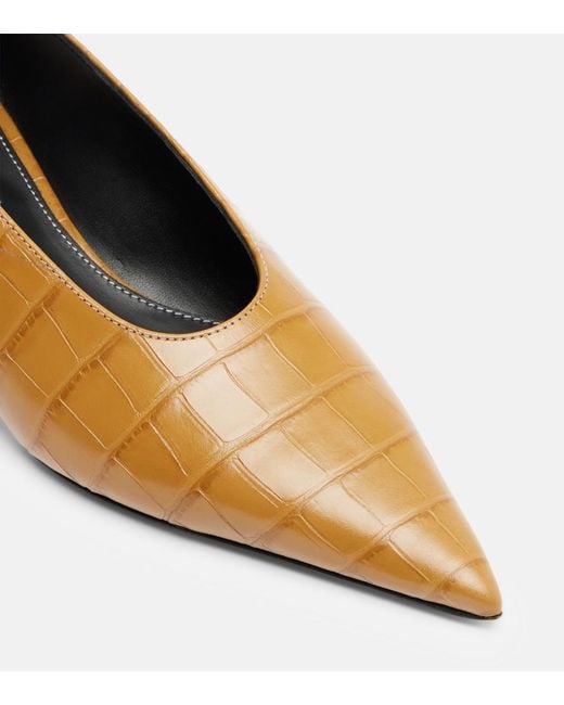 Totême  Blue 35 Croc-Effect Leather Pumps