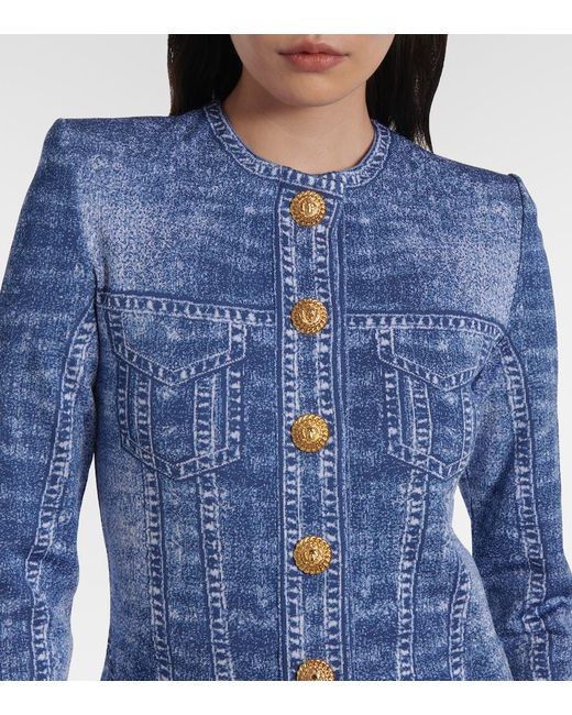 Balmain Blue Snap-Button Cardigan