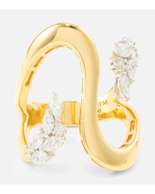 YEPREM Metallic Golden Strada 18kt Gold Ring With Diamonds