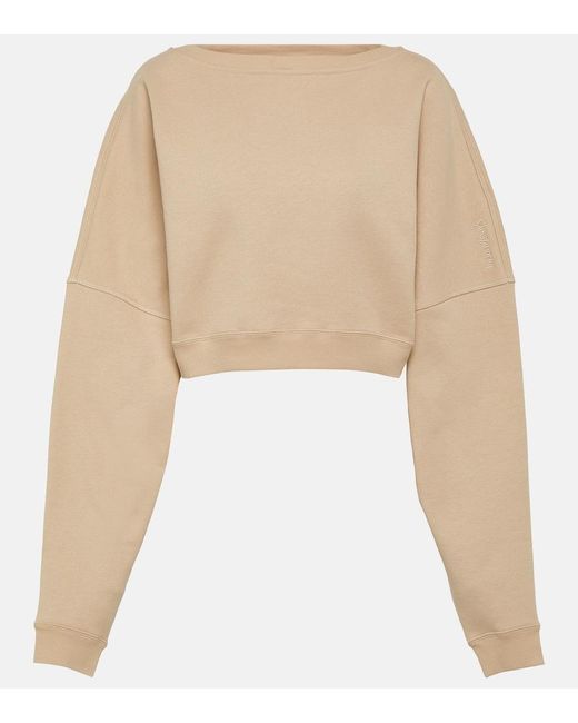 Saint Laurent Natural Cropped Cotton Fleece Sweatshirt