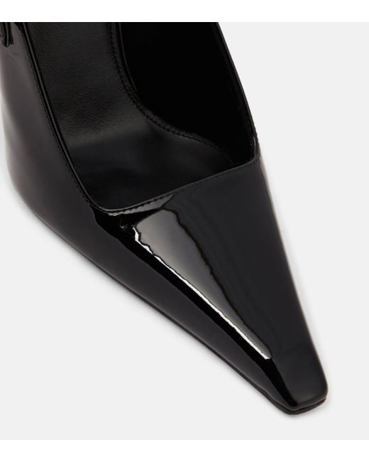 Saint Laurent Black Lee Patent Leather Slingback Pumps