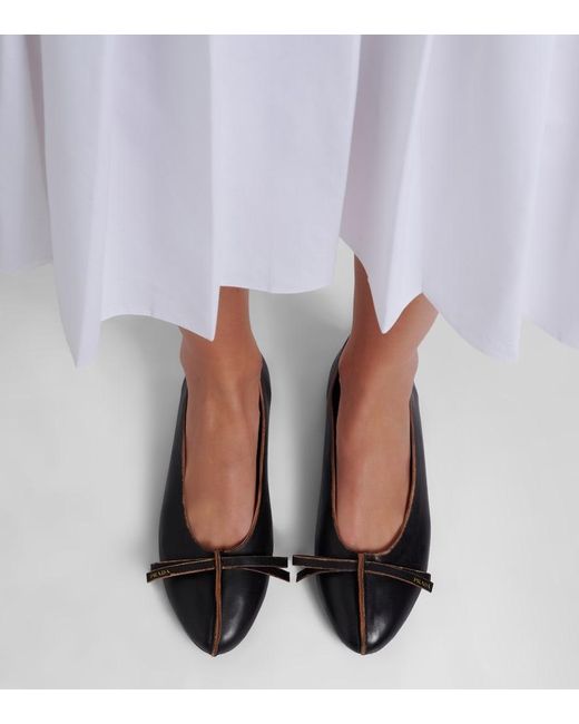 Prada Brown Leather Ballet Flats