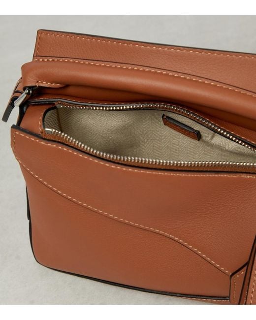 Loewe Brown Puzzle Edge Mini Leather Top-Handle Bag