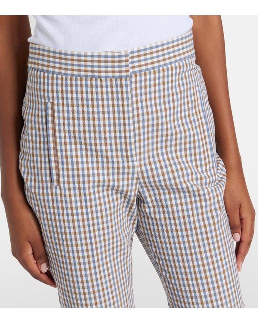 Veronica Beard Gray Gingham Seersucker Cropped Slim Pants