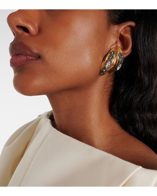 Balenciaga Metallic Bloom Crystal-Embellished Earrings