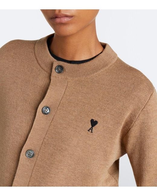 AMI Brown Ami De Cour Wool Cardigan