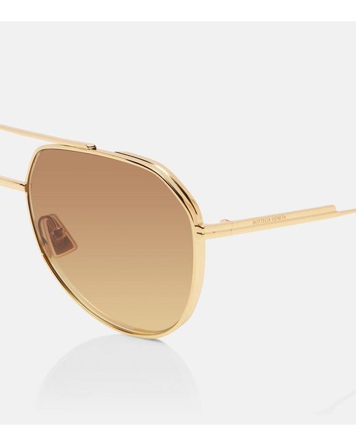 Bottega Veneta Brown Light Ribbon Aviator Sunglasses