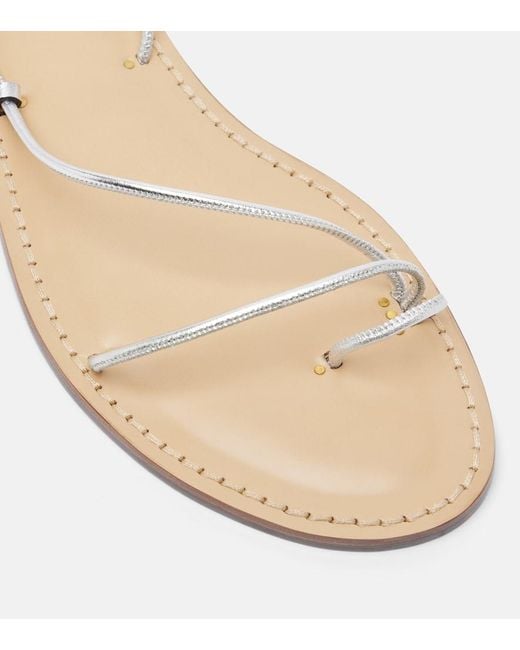 Amanu White Karima Metallic Leather Sandals