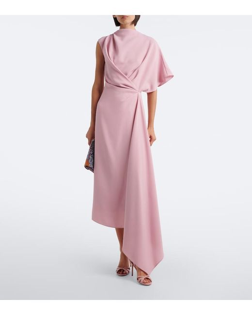 Roksanda Pink Elva Asymmetric Crepe Midi Dress