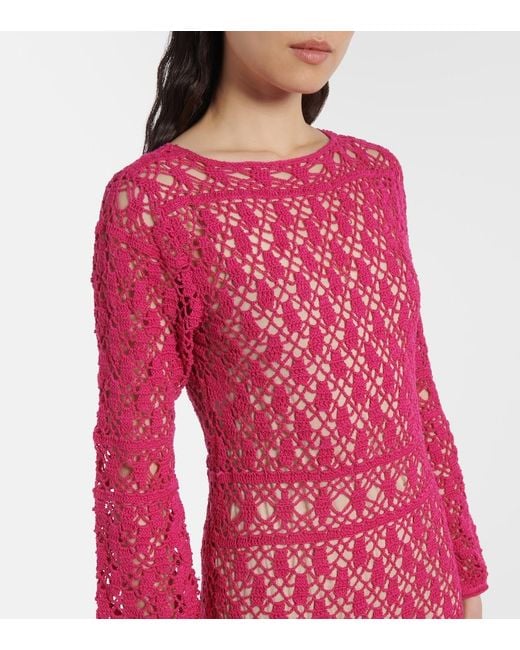 Anna Kosturova Pink Jennifer Cotton Crochet Maxi Dress