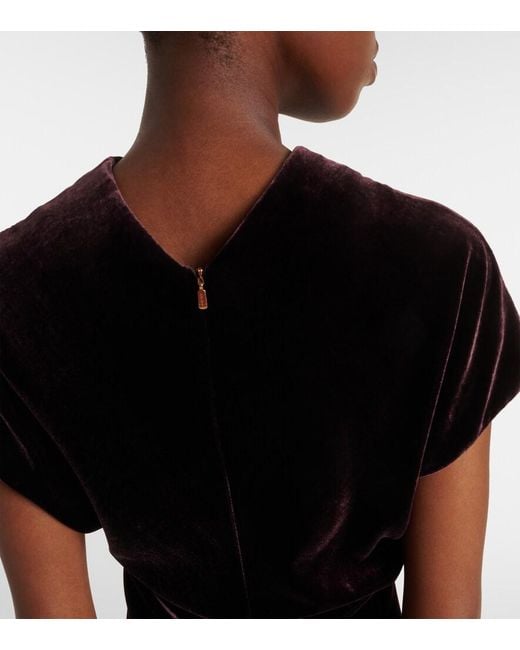 Agnona Black Gathered Velvet Midi Dress