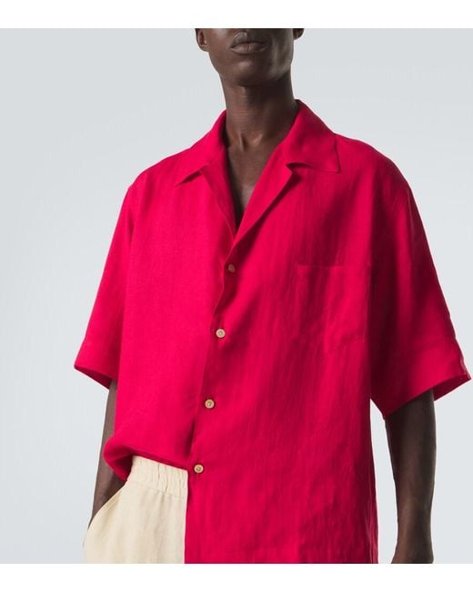 Kiton Red Linen Shirt for men