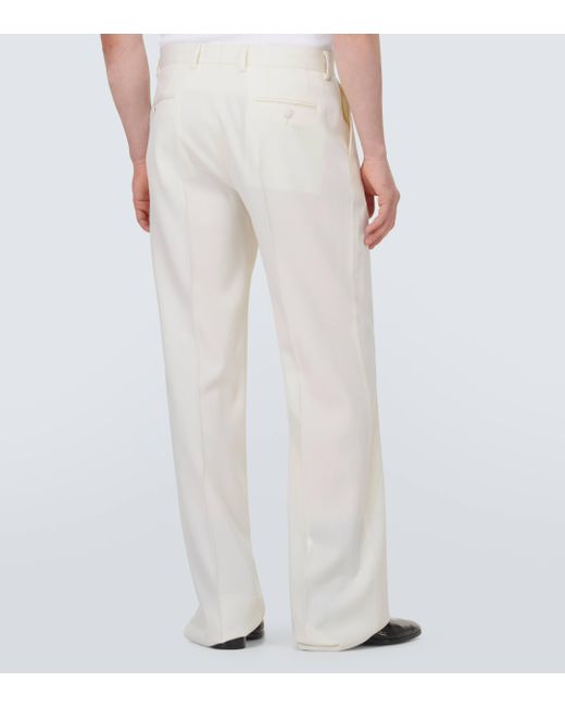 Dolce & Gabbana White Wool Straight Pants for men