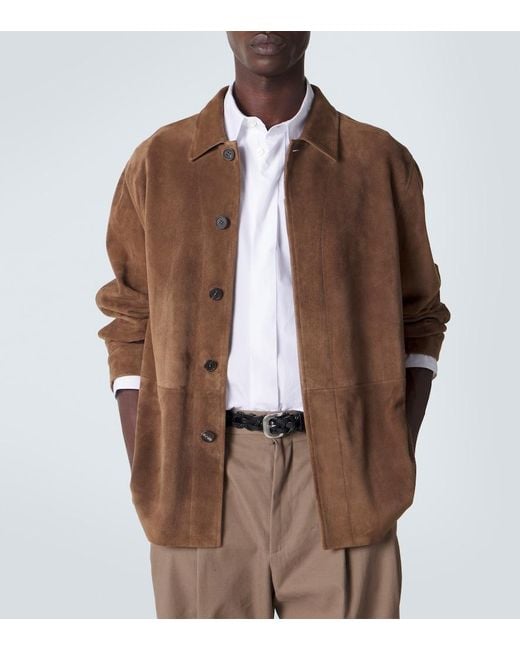 The Row Brown Ulrich Paneled Suede Jacket for men