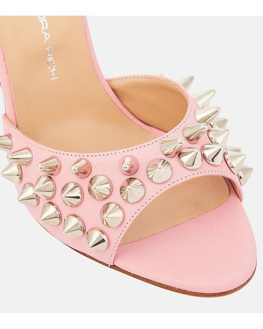 Alessandra Rich Pink Embellished Leather Sandals