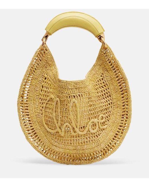 Chloé Yellow Summer Banana Raffia Shoulder Bag