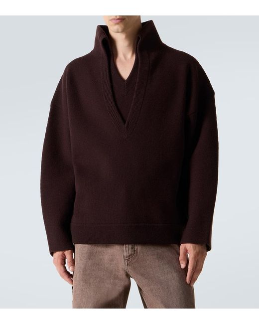 Bottega Veneta Brown Ribbed-Knit Wool Sweater for men