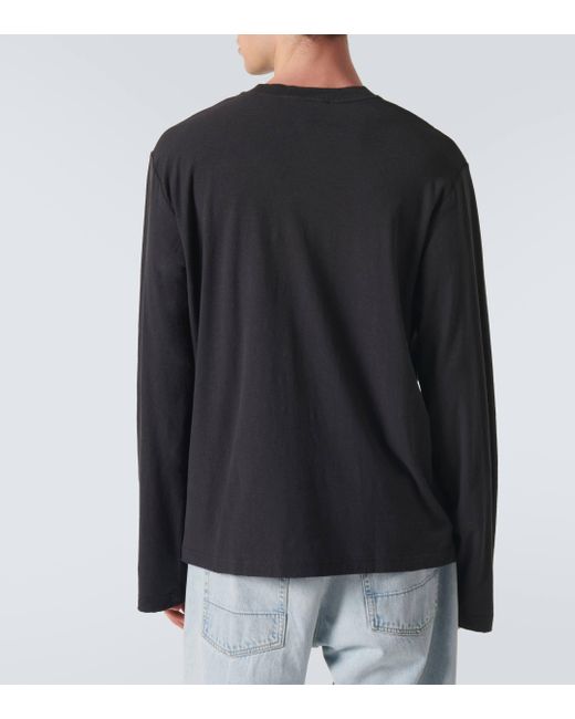 Acne Black Logo Distressed Jersey T-shirt for men