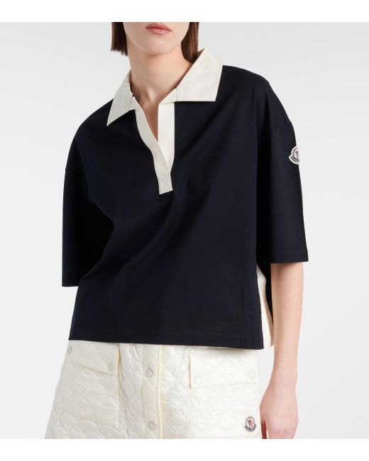 Moncler Blue Logo Cotton Polo Shirt