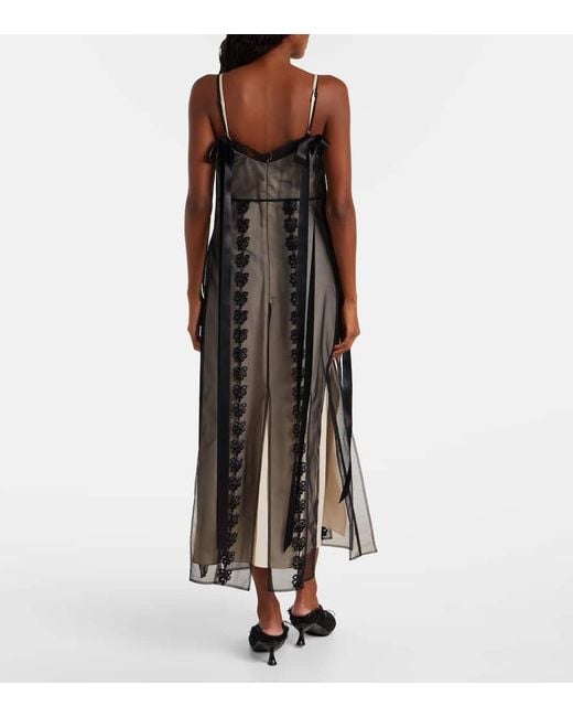 Vestido Midi Transparente Con Encaje Simone Rocha de color Black