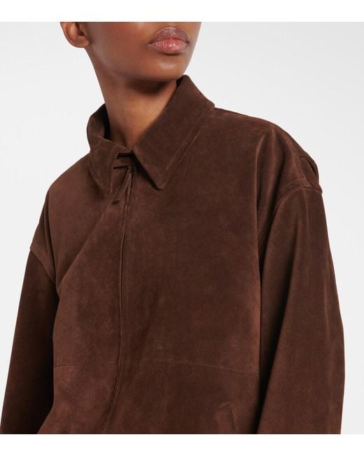The Row Brown Roana Suede Bomber Jacket