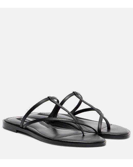 A.Emery Black Cyrus Leather Thong Sandals