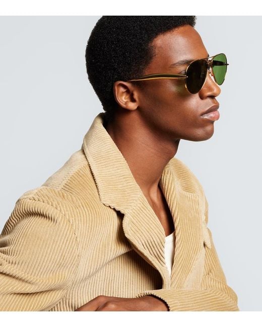 Lunettes De Soleil Sardine Aviateur Bottega Veneta pour homme en coloris Green