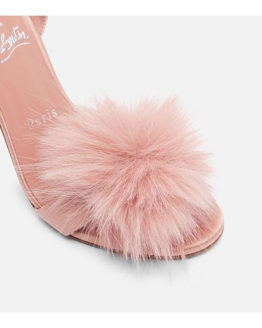 Christian Louboutin Pink Patapompom 100 Crepe Satin Sandals