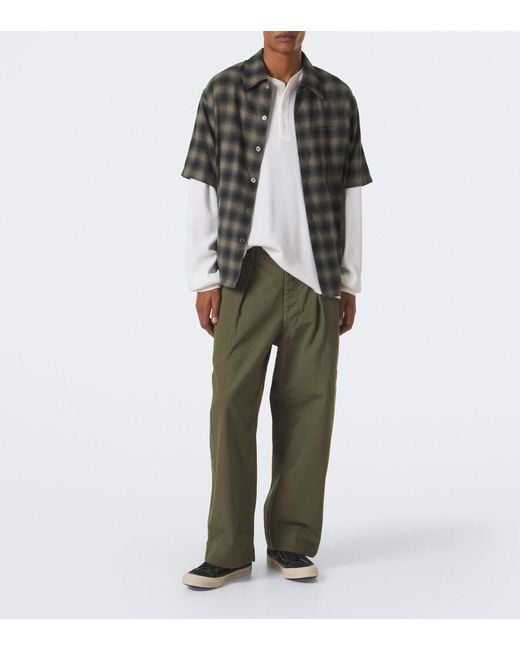 A.PRESSE Green Cotton Wide-Leg Pants for men