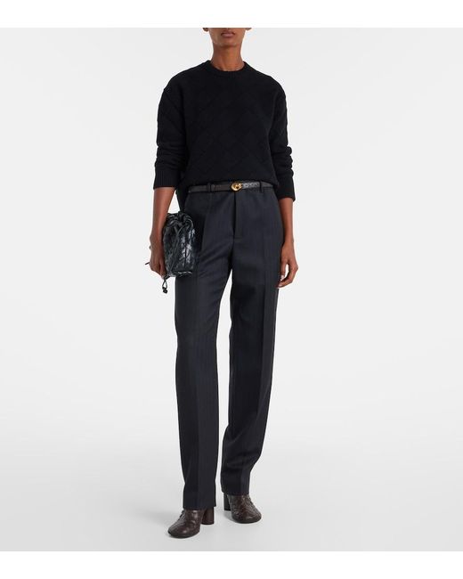 Bottega Veneta Black Intreccio Wool-Blend Sweater