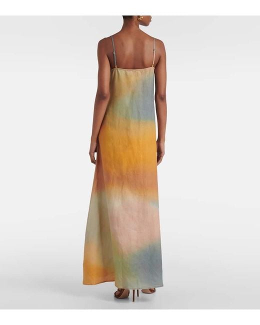 Staud Blue Maxikleid Aus Leinen