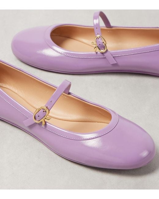 Gianvito Rossi Purple Carla Patent Leather Mary Jane Flats