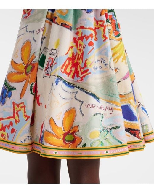 ALÉMAIS White La Charrasca Printed Cotton Minidress