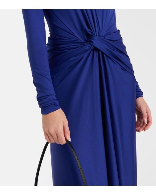 Victoria Beckham Blue Draped Maxi Dress