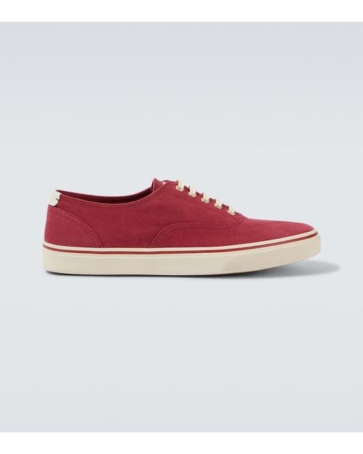 Zapatillas De Lona Con Piel Brunello Cucinelli de hombre de color Red