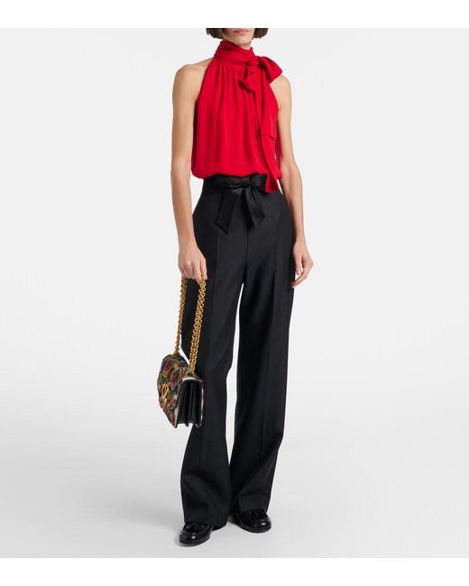 Valentino Red Silk Georgette Blouse