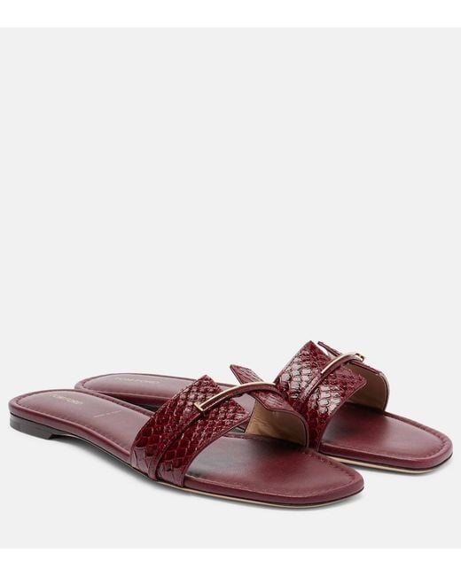 Tom Ford Purple Julianne Croc-Effect Leather Slides
