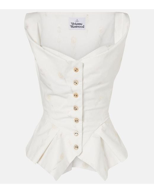 Vivienne Westwood White Monday Floral Cotton-Blend Top