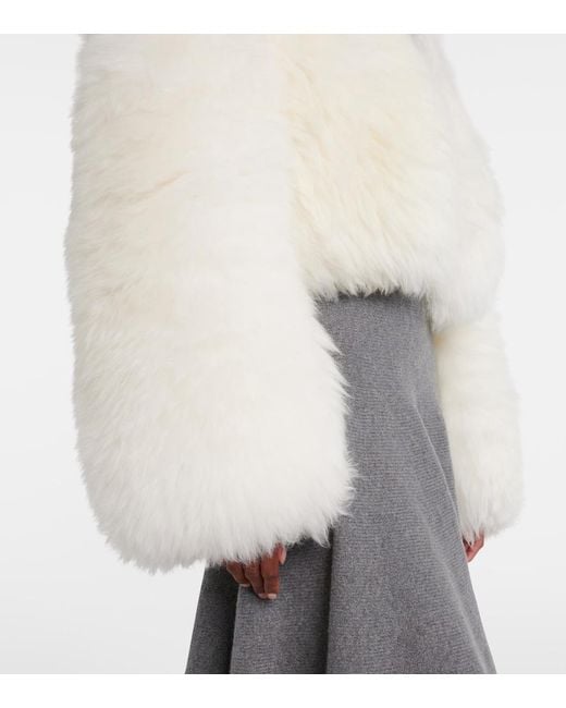 Alaïa White Cropped Shearling Jacket