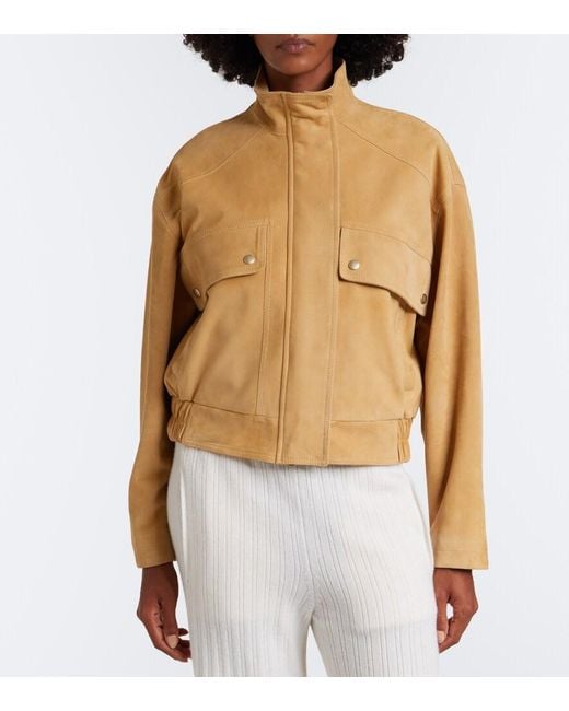 Eleventy Natural Suede Bomber Jacket