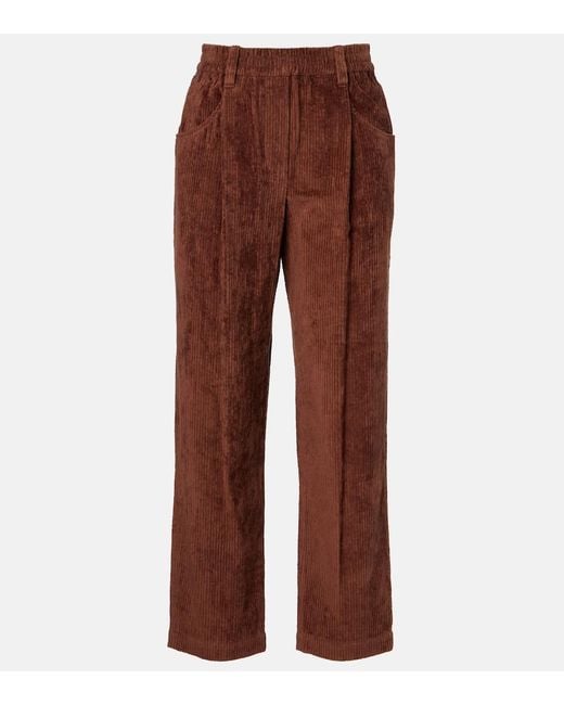 Brunello Cucinelli Brown Cotton Corduroy Wide-Leg Pants