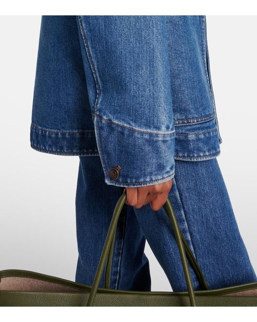 Loro Piana Blue Corduroy-Trimmed Denim Jacket