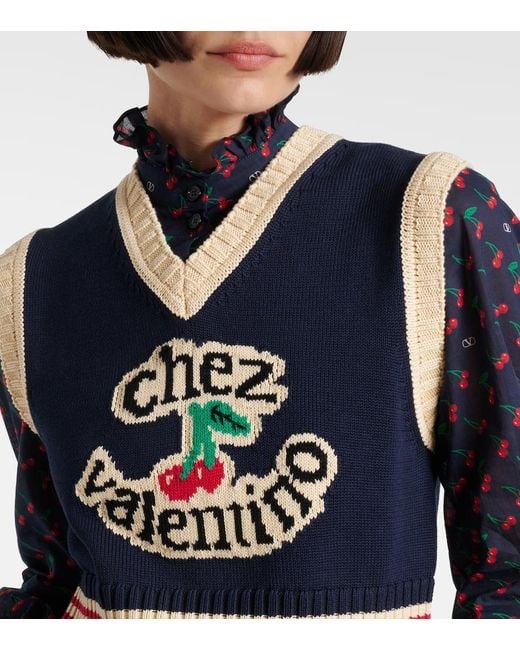 Valentino Blue Pullunder Chez Aus Baumwolle