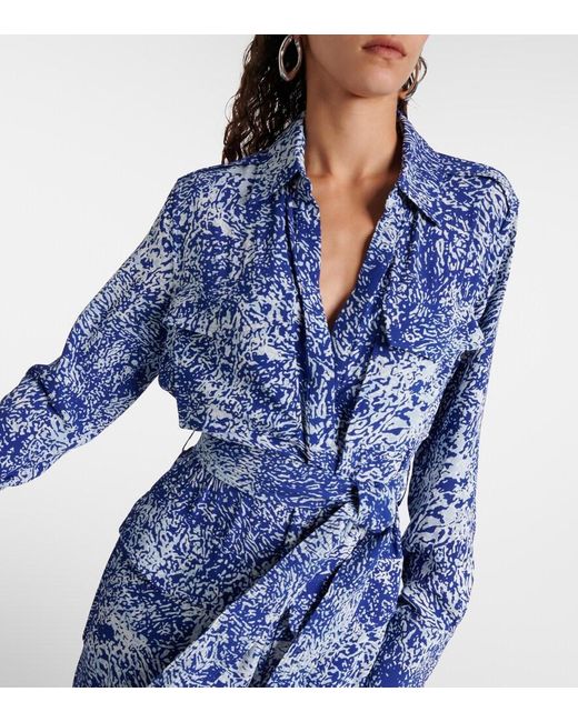 Proenza Schouler Blue Vanessa Printed Shirt Dress