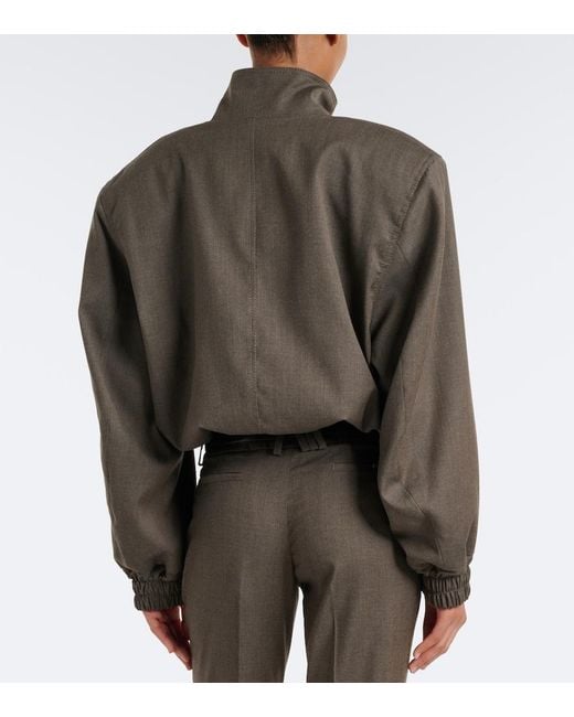 The Attico Green Virgin Wool-Blend Bomber Jacket