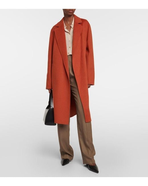 Joseph Red Cenda Wool And Cashmere Wrap Coat