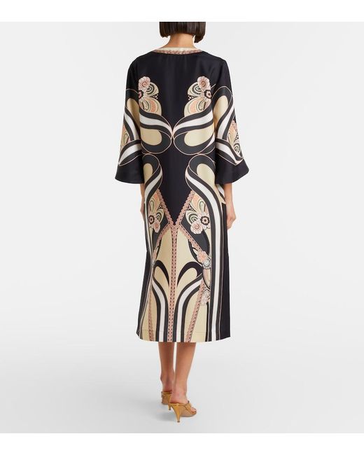 LaDoubleJ Black Printed Silk Twill Kaftan