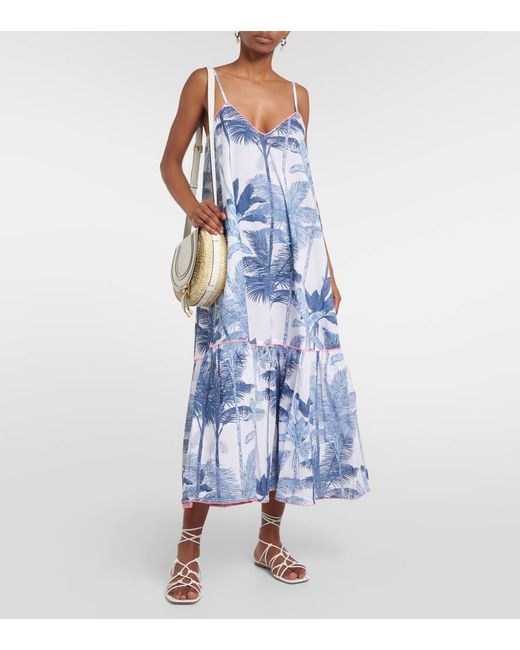Robe Midi Imprimee En Coton Juliet Dunn en coloris Blue
