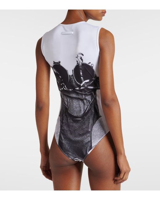 Body de jersey con estampado trompe l'oeil Jean Paul Gaultier de color White
